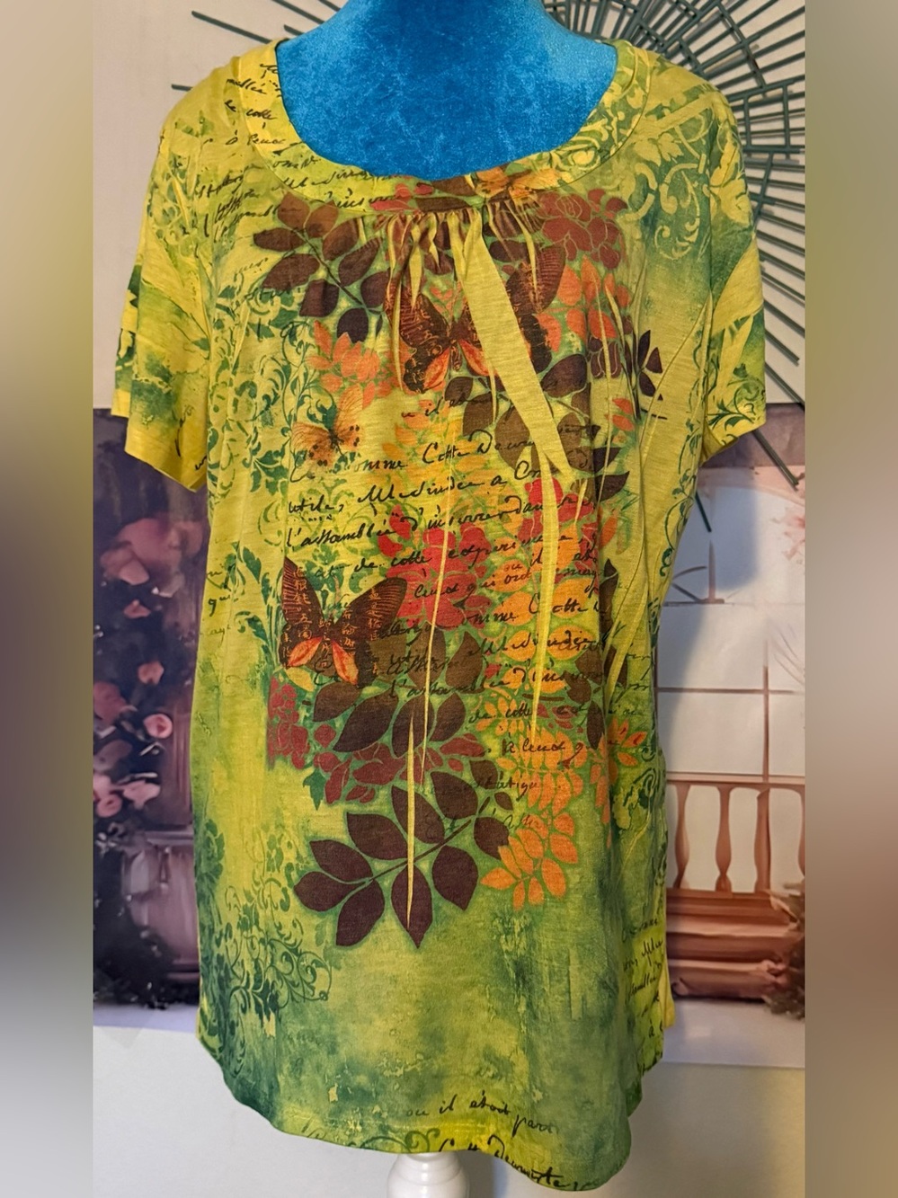 Project Green Floral Short-Sleeve Tunic.